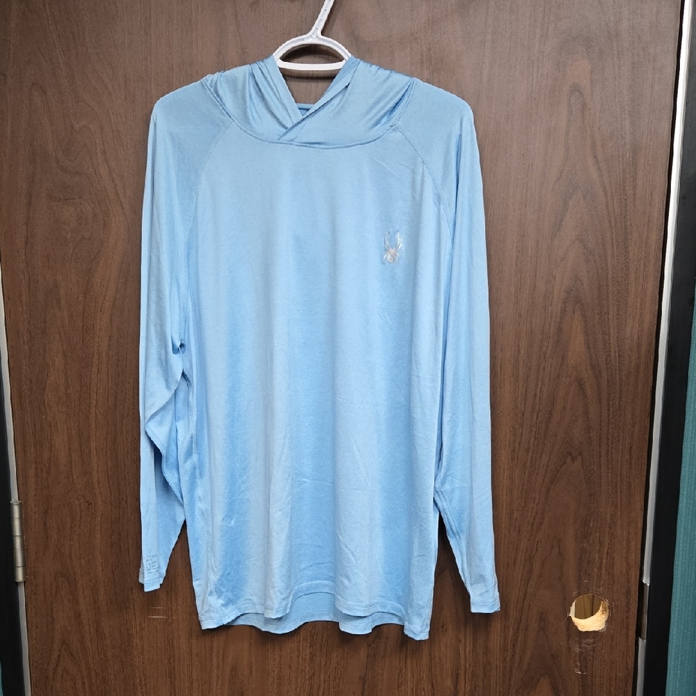 Spyder Size L Baby Blue Lightweight Rash Guard Swim Shirt